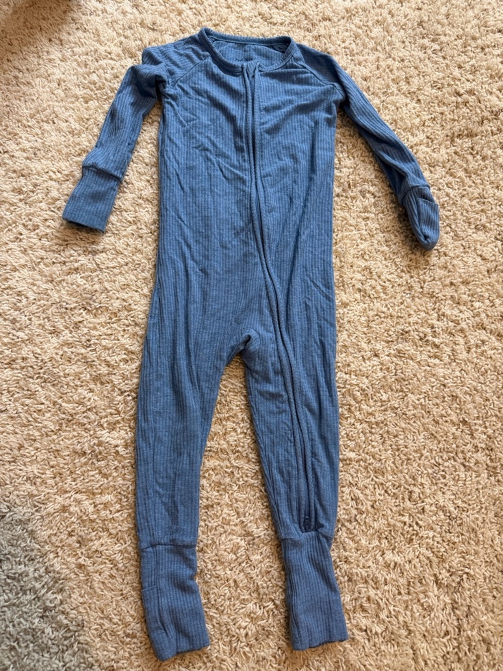 Little Sleepies blue ribbed zippy